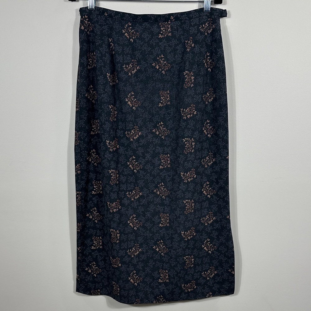 Karen Scott Vintage Floral Autumn Cottagecore Side Slit Midi Skirt Women Size 14